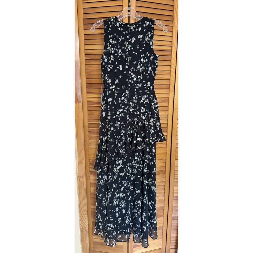 Karl Lagerfeld Women's Floral Sleeveless Ruffle Maxi Dress Black Floral NWT Sz 0 - Picture 6 of 8